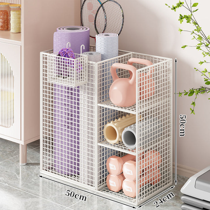 Vertical Rolling Mesh Fitness Equipment Organizer Cart