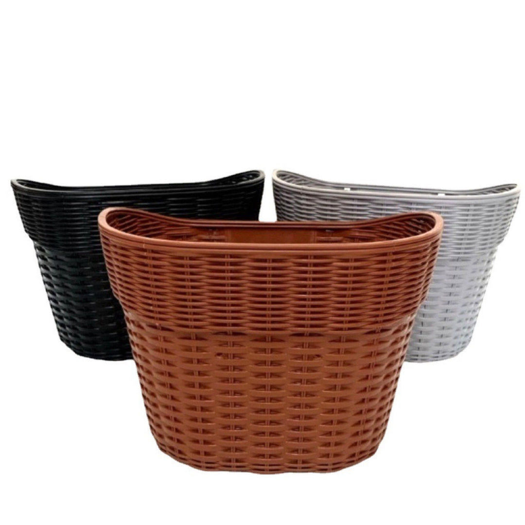 woven rattan style PVC bicycle front basket with quick release mounting Kalsten