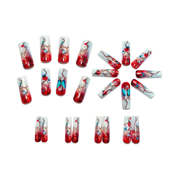 Artificial nails with flower and butterfly design Kalsten
