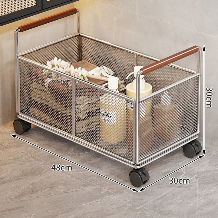 Rolling Ventilated Laundry Storage Cart with Handles