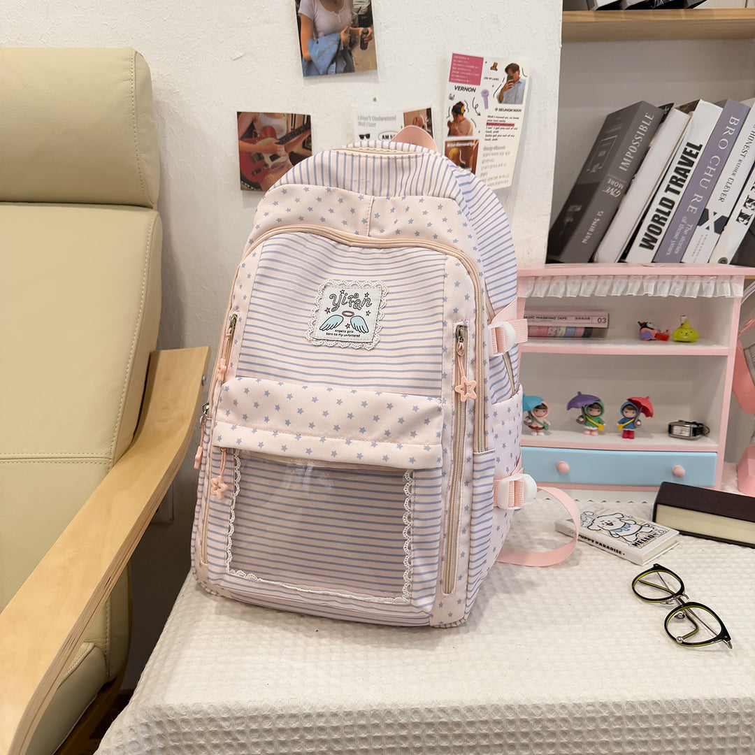 Trendy Striped School Backpack Kalsten