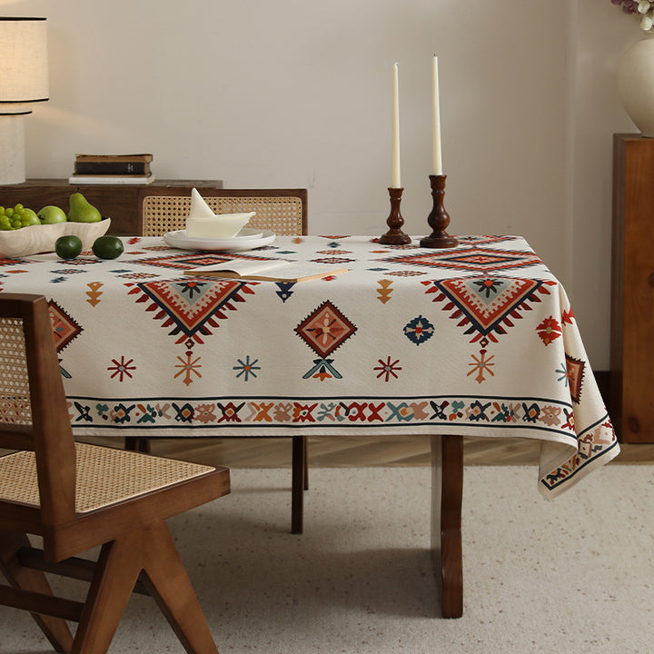 Printed rectangular tablecloth made of cotton blend with paisley border Kalsten