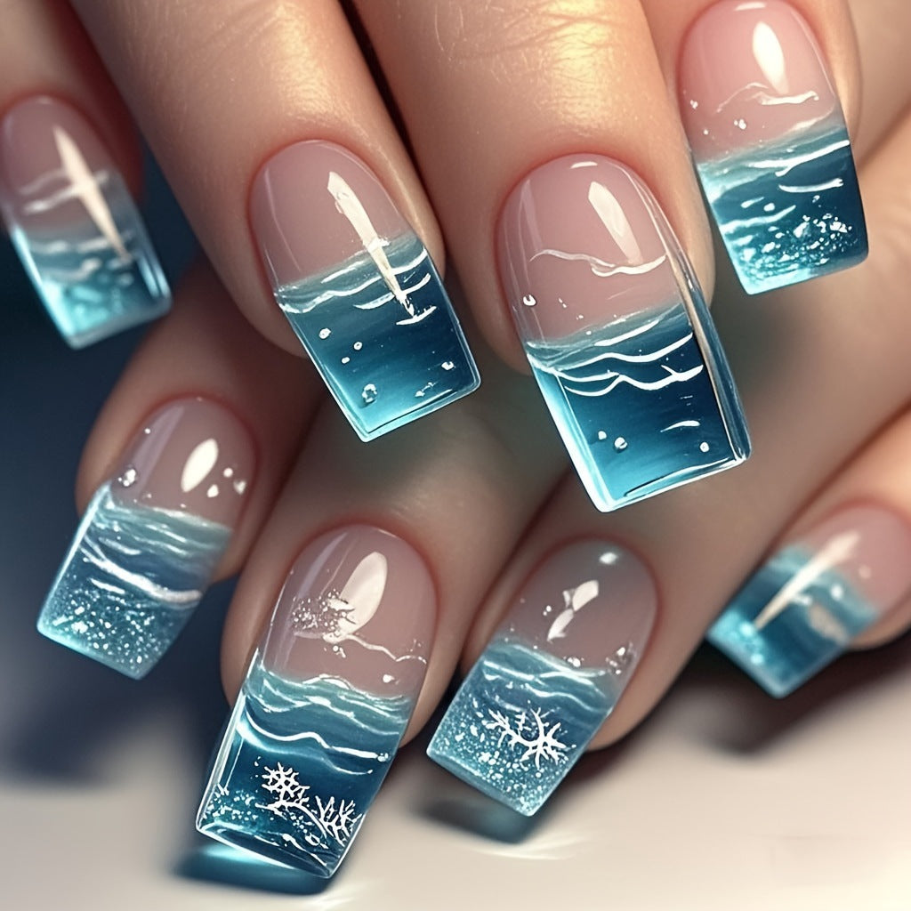 Nail art with creative ocean waves design Kalsten