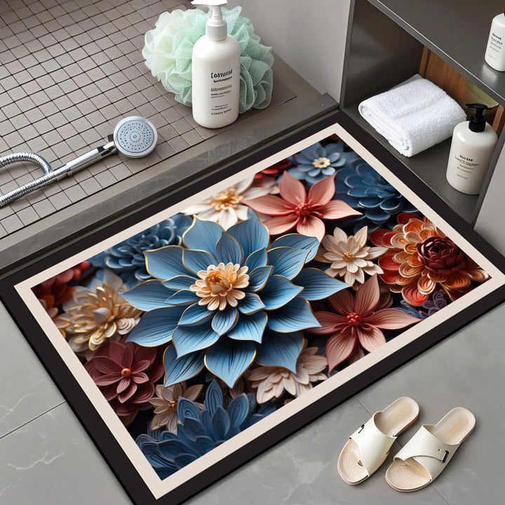 Floral Patterned Comfort Bath Mat Kalsten