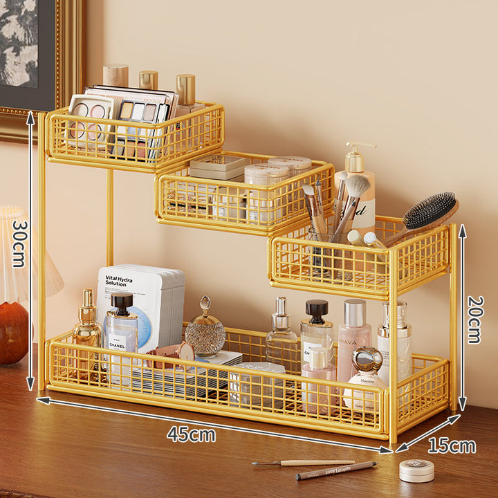 Multi-Level Mesh Countertop Makeup and Skincare Organizer with Tissue Slot