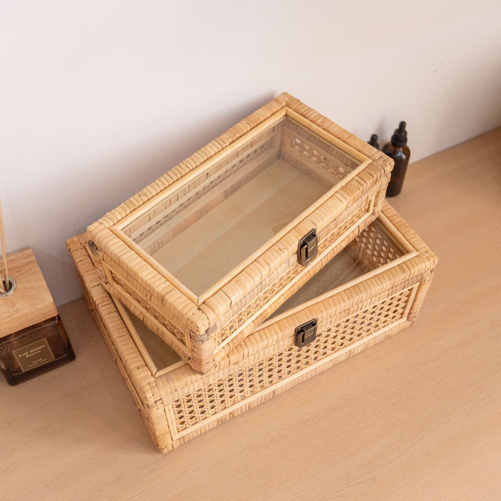 Rustic toy basket with checked pattern Kalsten