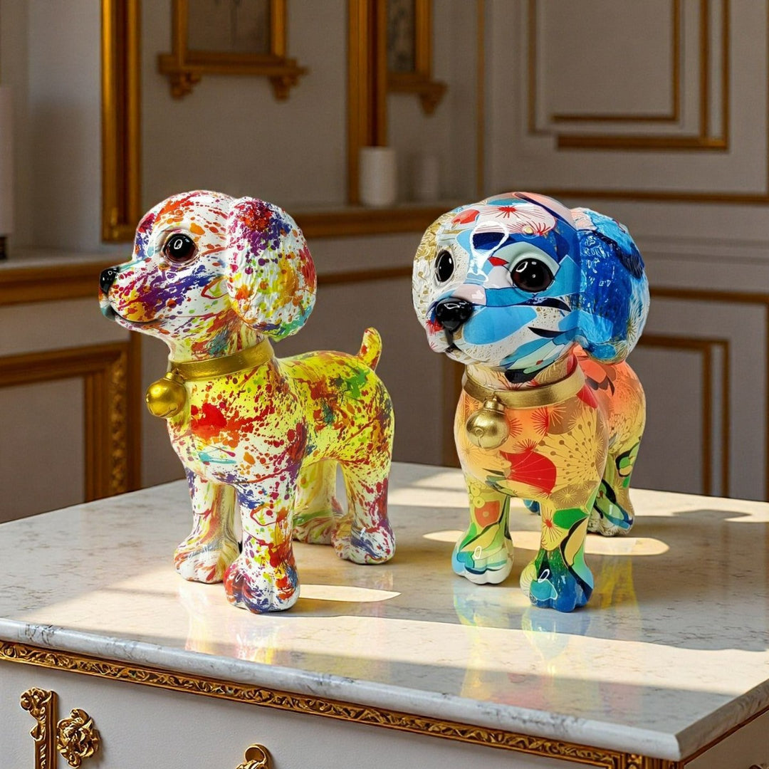 Artful dog sculpture with colorful design Kalsten