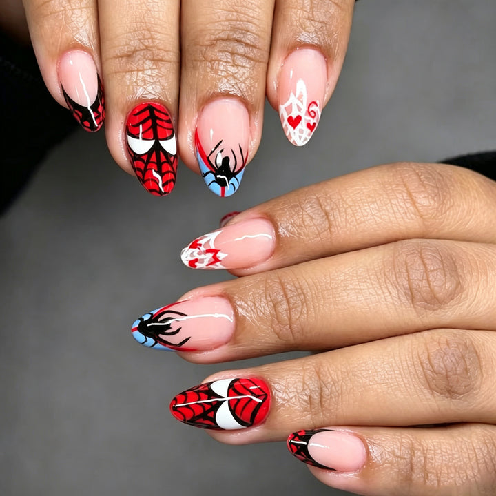 Halloween-Themed Spider and Web Press-On Nail Set