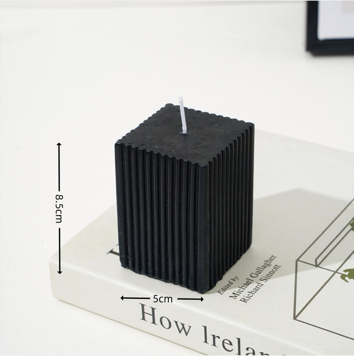 Vertical-Fluted Square Sculptural Pillar Candle