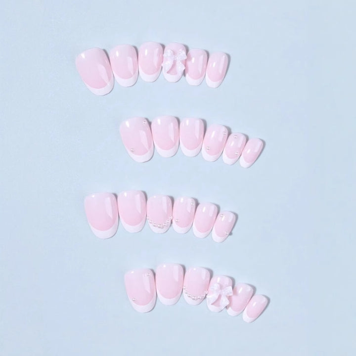 Artificial nail set with exquisite 3D flowers and elegant pearl embellishments Kalsten