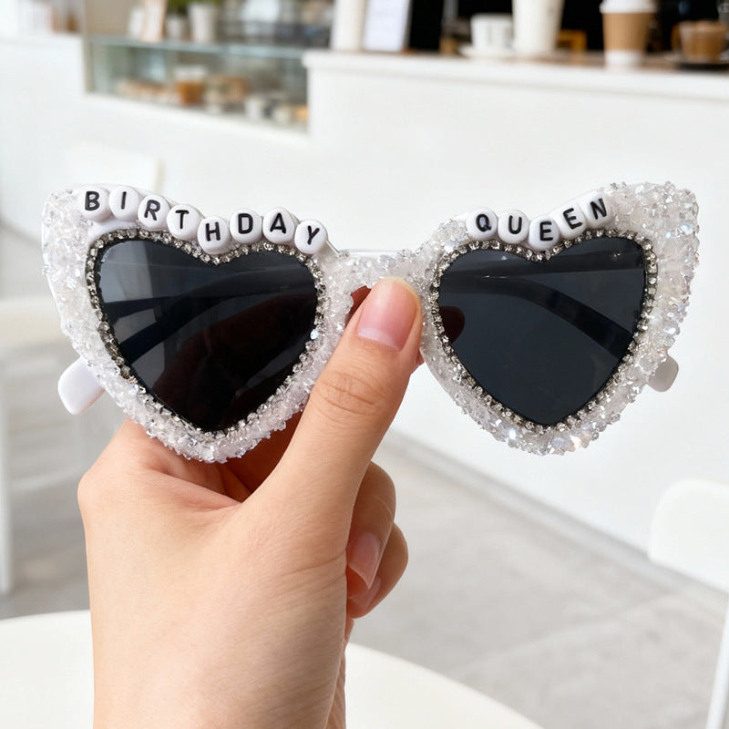 Rhinestone-Embellished Heart Sunglasses Kalsten