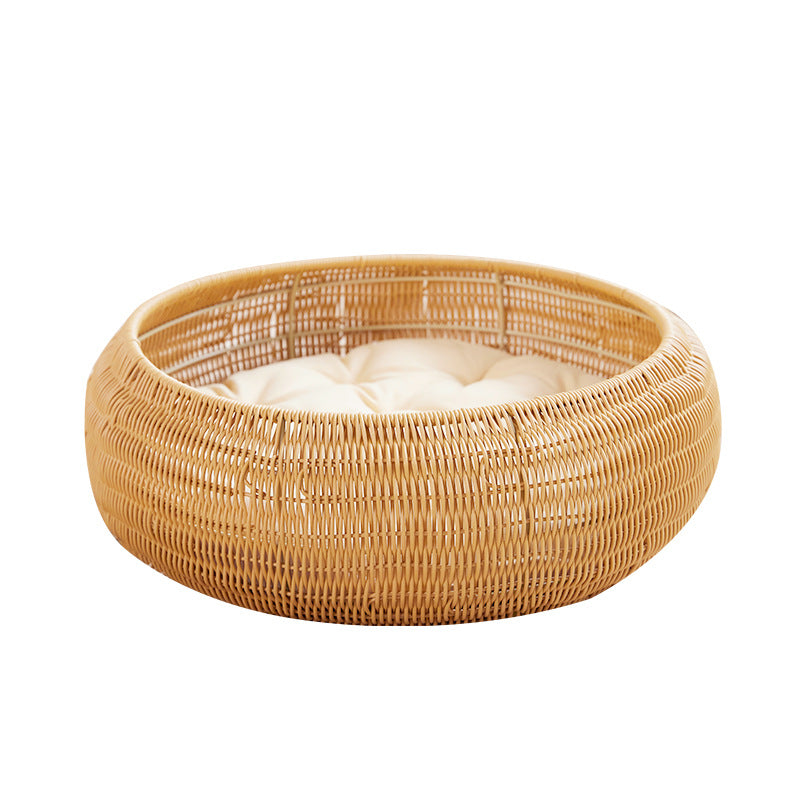 Cat bed with round rattan decoration Kalsten