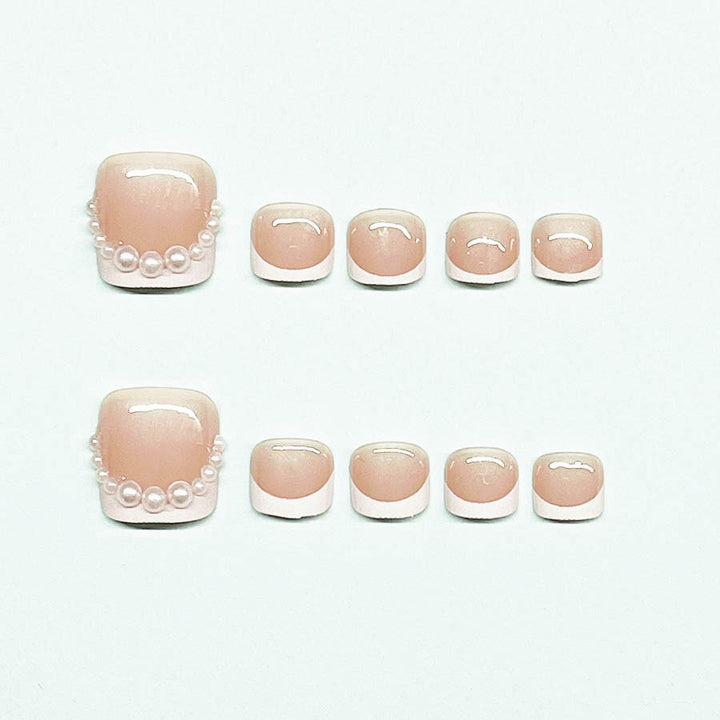 Artificial nail set for toenails with elegant tip decorations Kalsten