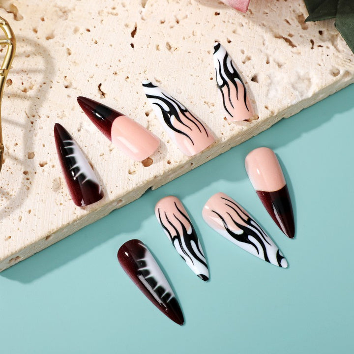 Artificial nails with creative black-and-white pattern Kalsten