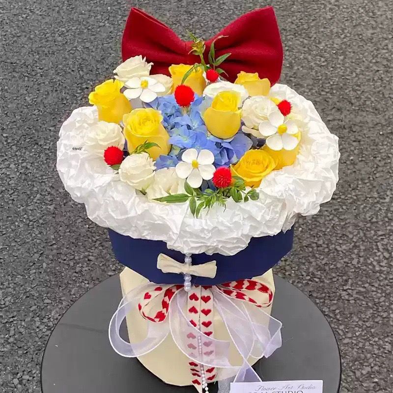 Artificial Floral Arrangement with Bow Accent