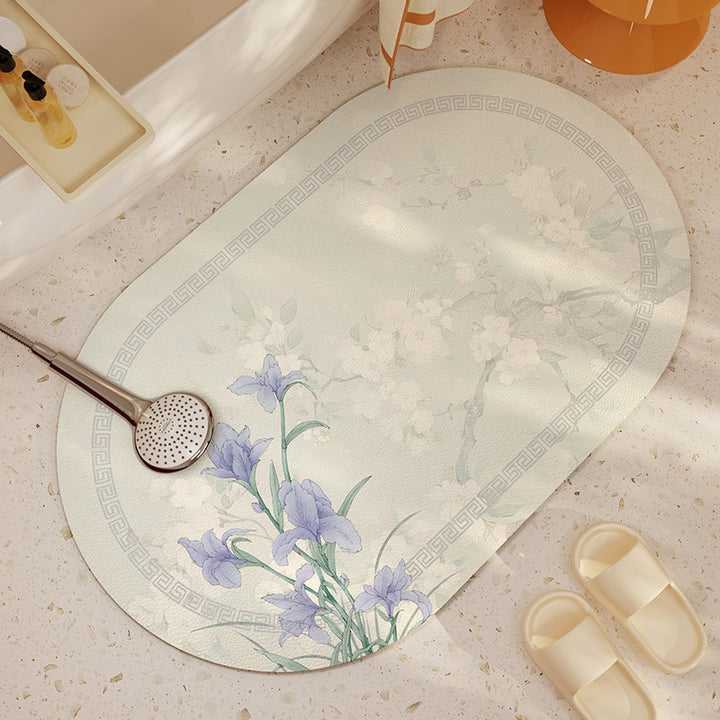 Decorative Floral Print Bath Mat Kalsten