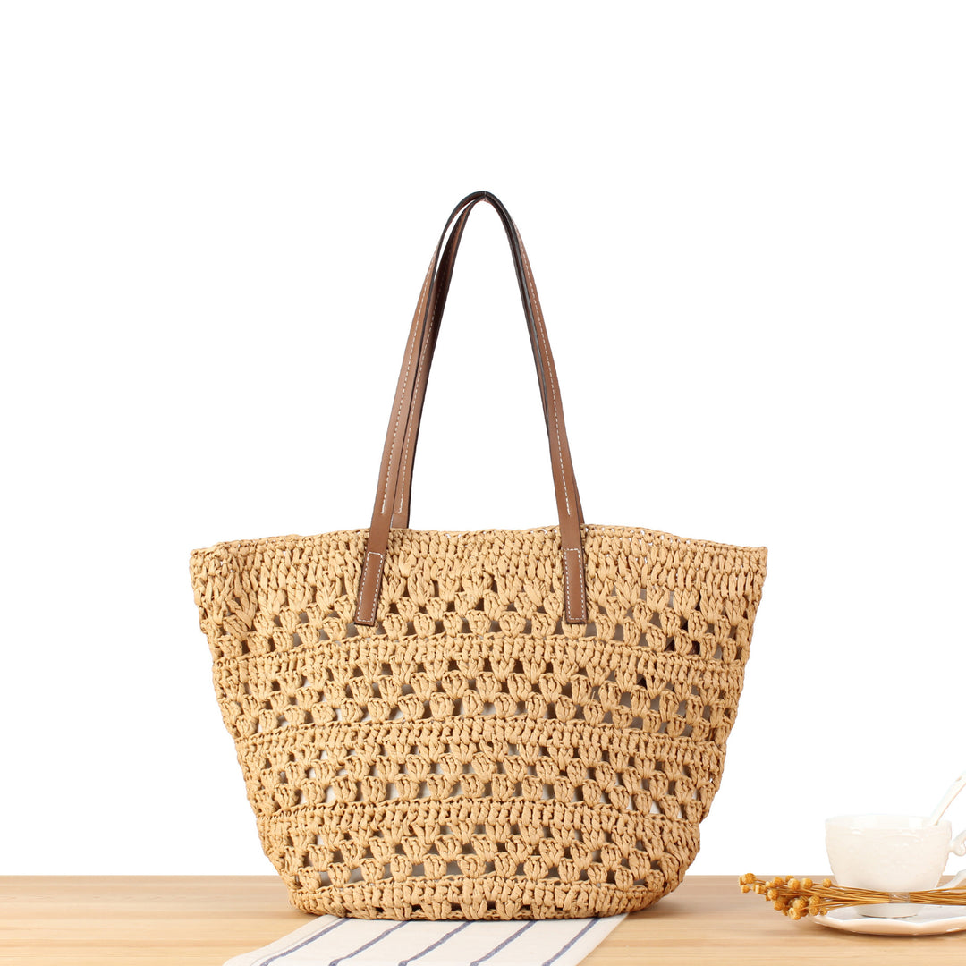Braided tote bag with elegant leather handles Kalsten