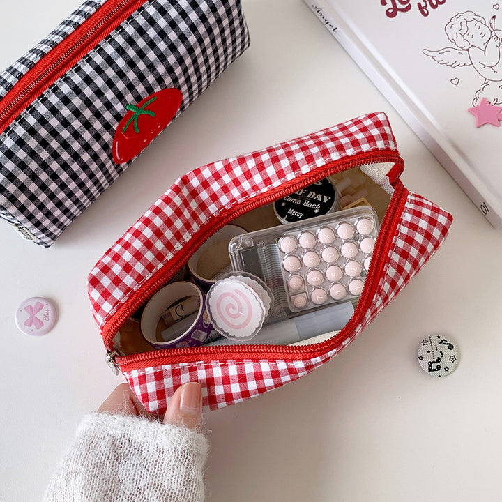 Cute Gingham Checkered Pencil Case Kalsten