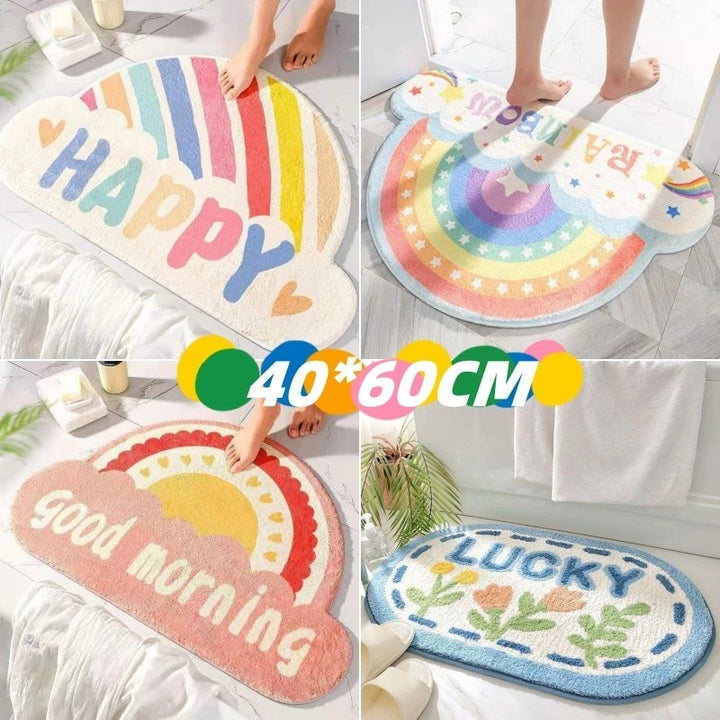 Plush Colorful Rainbow Bath Mat