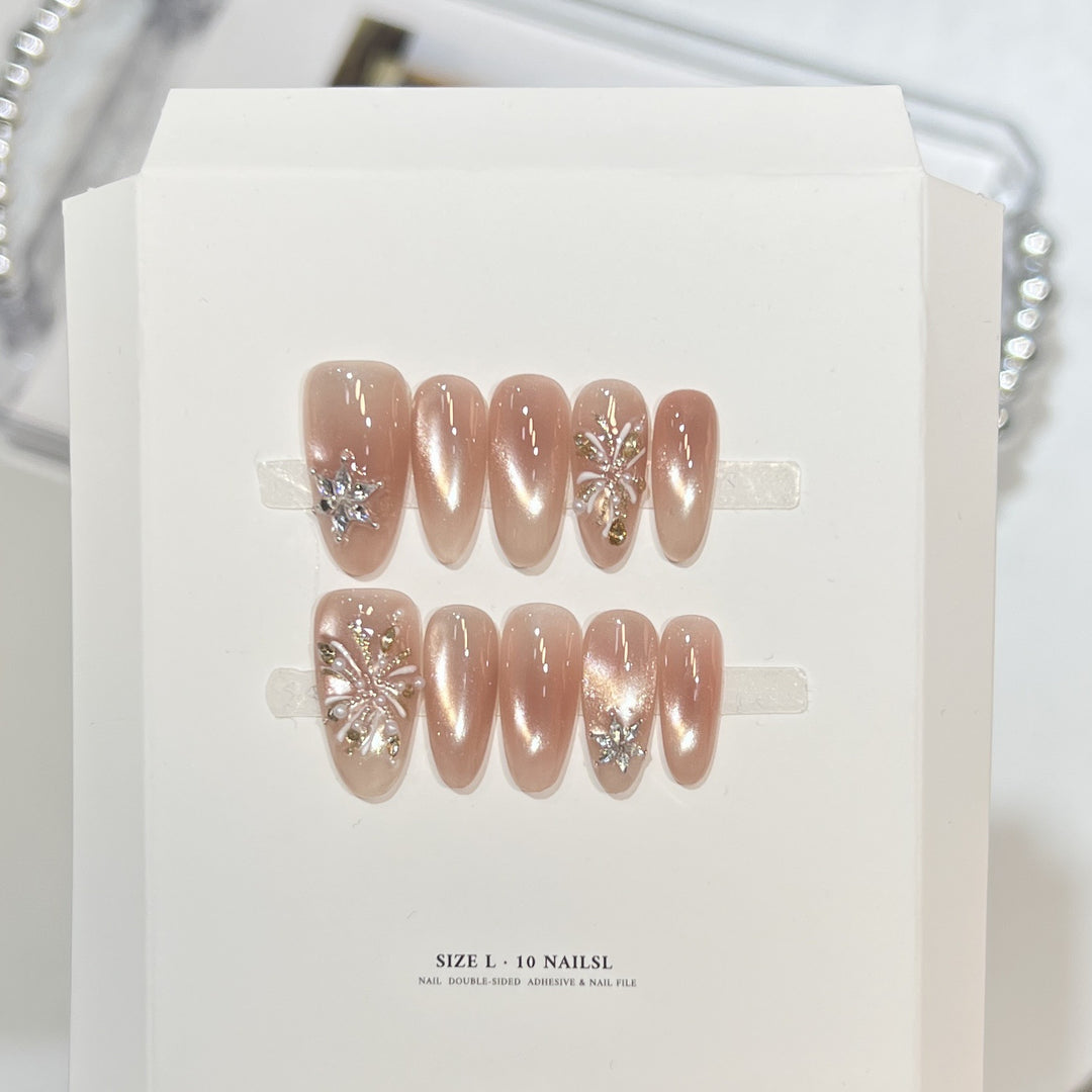 Glittery Press-On Nail Art Set with Snowflake Design Kalsten