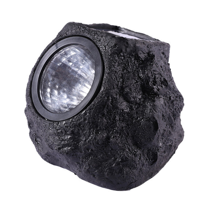 Solar-Powered LED Faux-Rock Garden Spotlight With Integrated Solar Panel And Weatherproof Textured Resin Housing Kalsten