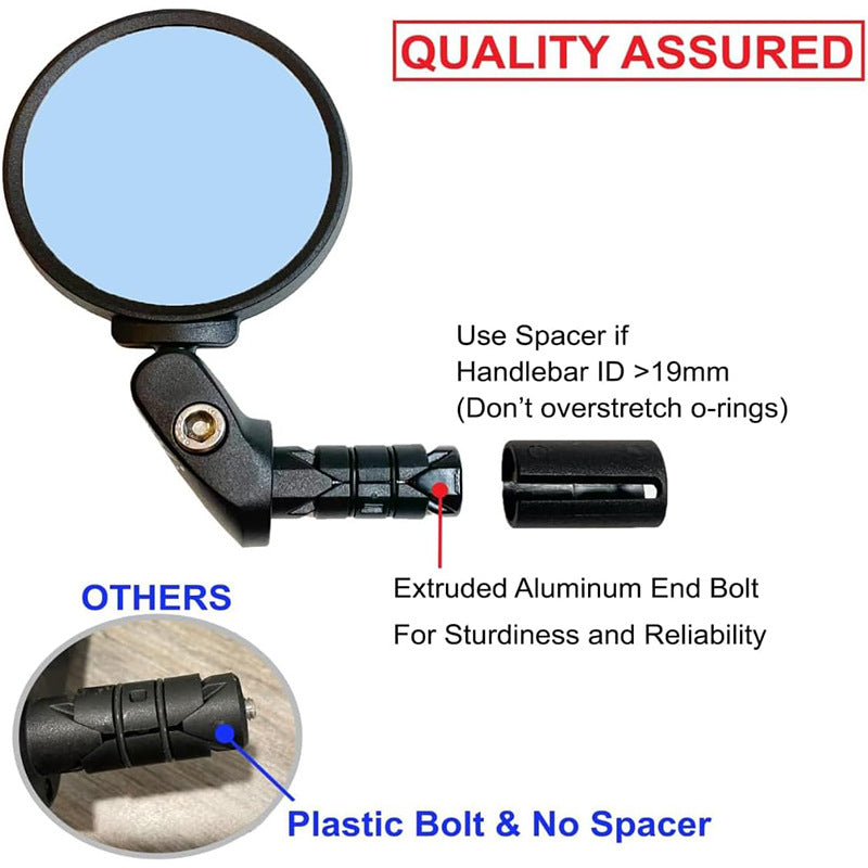 adjustable bicycle bar-end convex safety mirrors with full swivel and anti-glare glass Kalsten