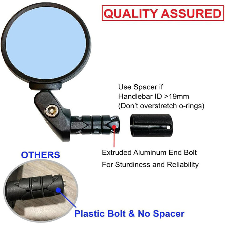 adjustable bicycle bar-end convex safety mirrors with full swivel and anti-glare glass Kalsten