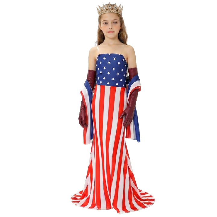 Unisex nan Patriotic Americana Uncle Sam Costume Set with Tailcoat, Striped Trousers, Top Hat and Bow Kalsten