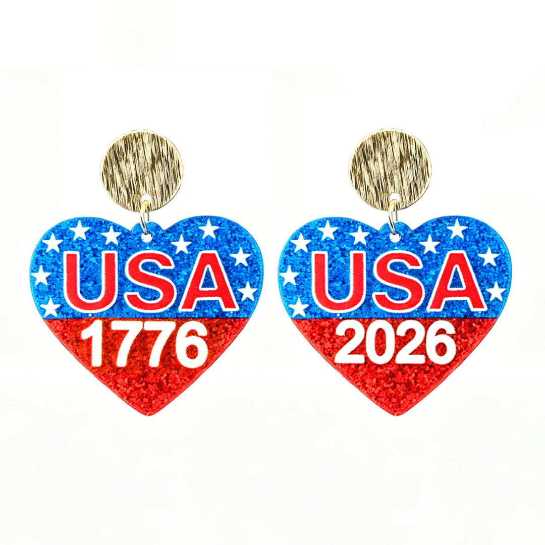 Ladies nan glittering bow earrings with stud closure and star stripe motif Kalsten