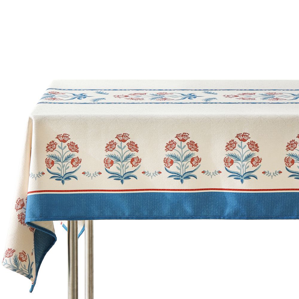 Water-repellent rectangular tablecloth with paisley pattern and coated cotton look Kalsten