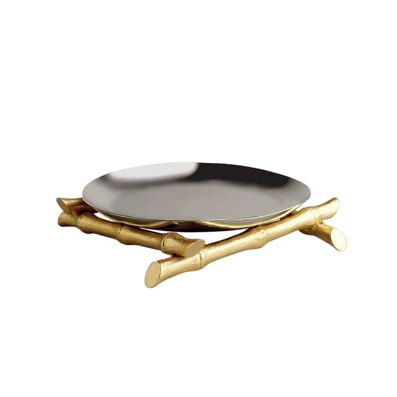 Decorative Serving Tray with Unique Floral Handles