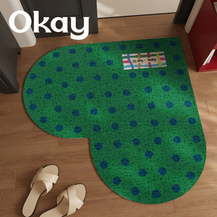 Heart-Shaped Anti-Slip Polka Dot Floor Rug for Entryway and Bedroom