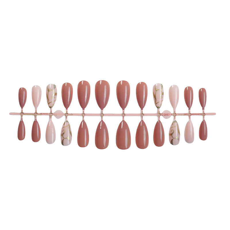 Elegant Press-On Nail Art Set with Floral and Glossy Accents Kalsten