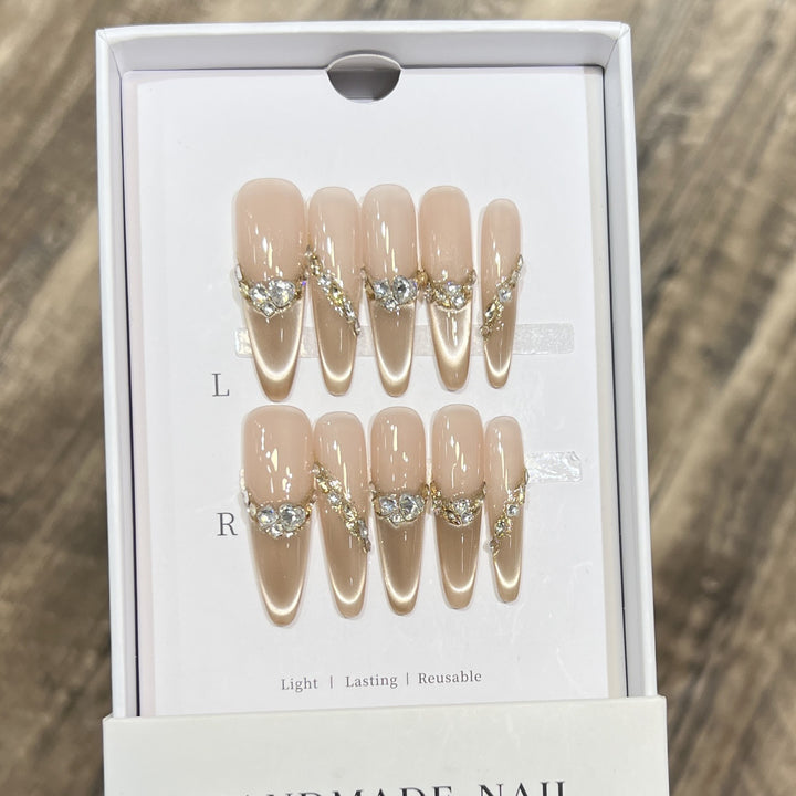 Elegant Stiletto Press-On Nail Set with Rhinestone Design Kalsten