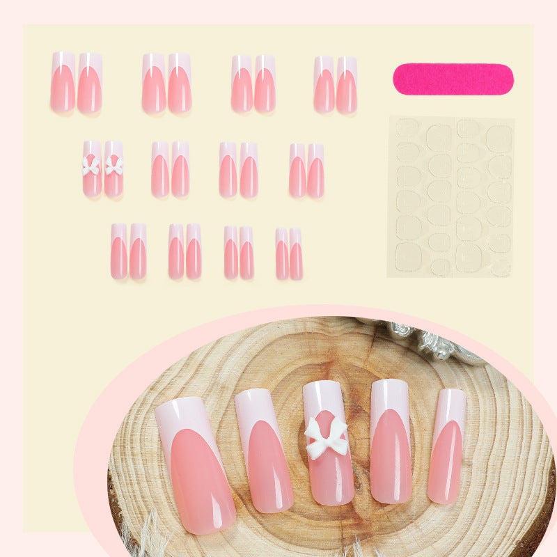 Elegant Press-On Nail Set with Decorative Bows Kalsten