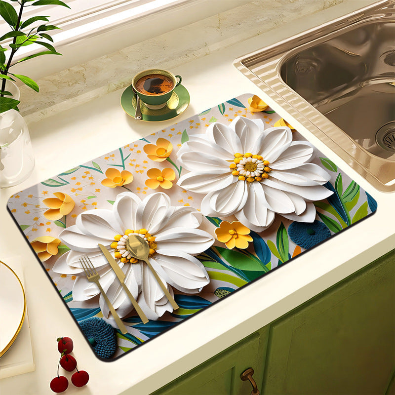 Decorative Floral Kitchen Mat