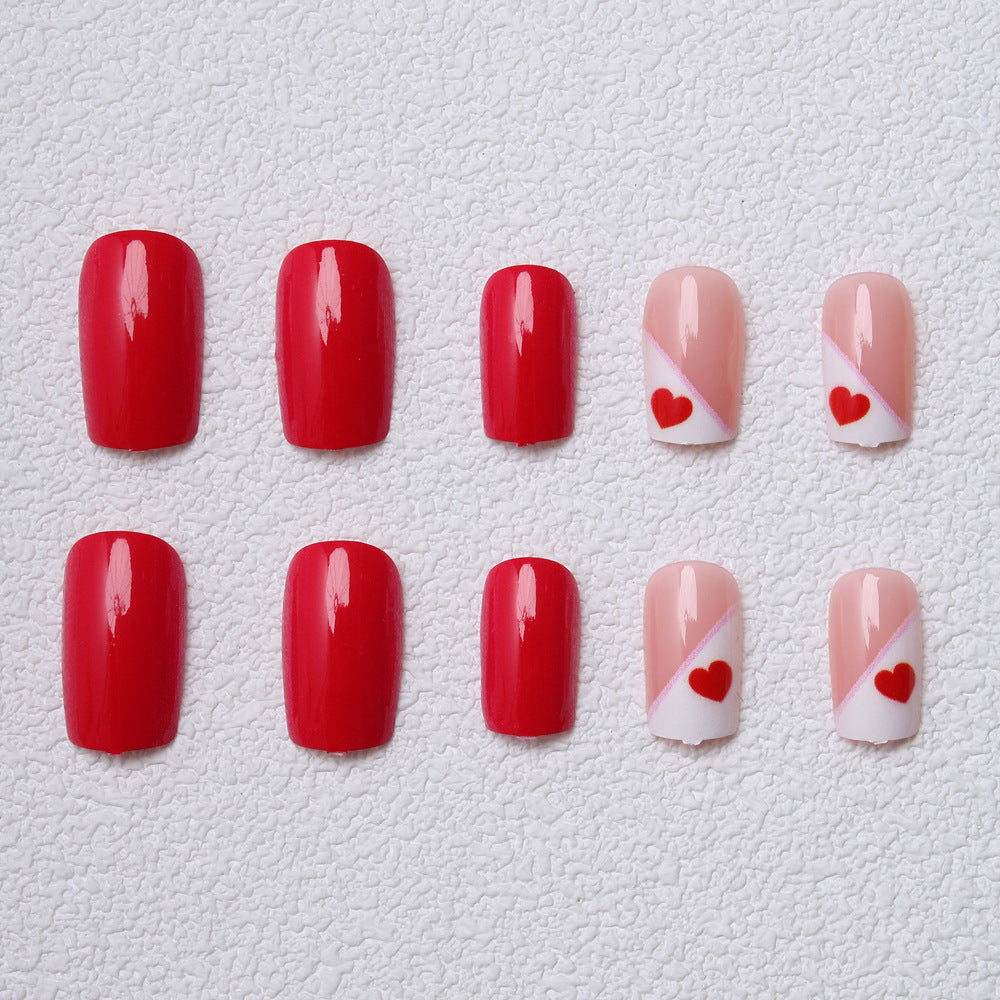 Heart-Embellished Press-On Nail Art Kalsten