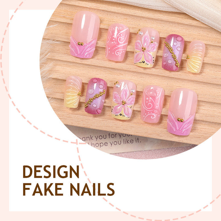 Artificial nail set with floral and glamorous designs Kalsten