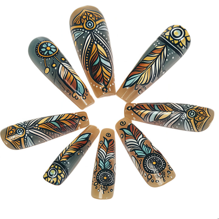 Creative feather design artificial nails Kalsten