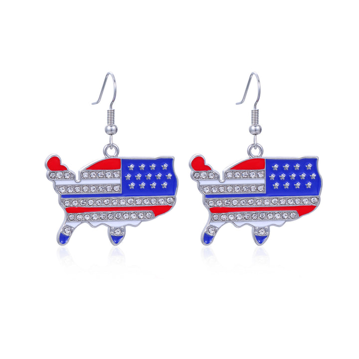 Women's long multi-layer star drop earrings with crystal embellishments and rhodium-plated alloy Kalsten