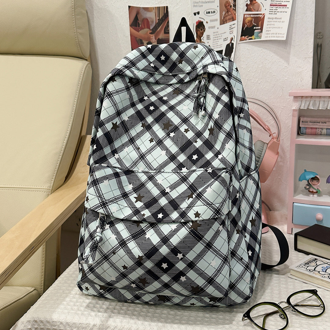 Backpack with Fashionable Check Pattern and Practical Compartments Kalsten