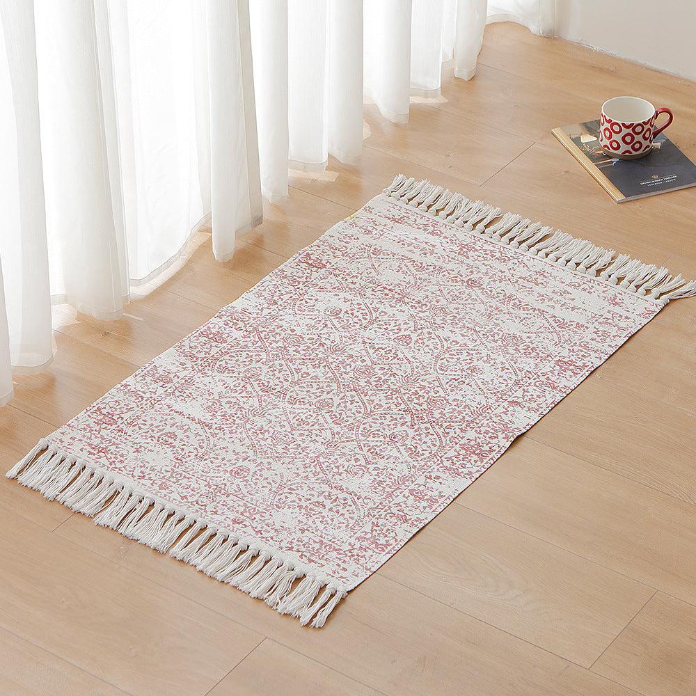 Woven vintage rug runner with fringes and oriental used look Kalsten