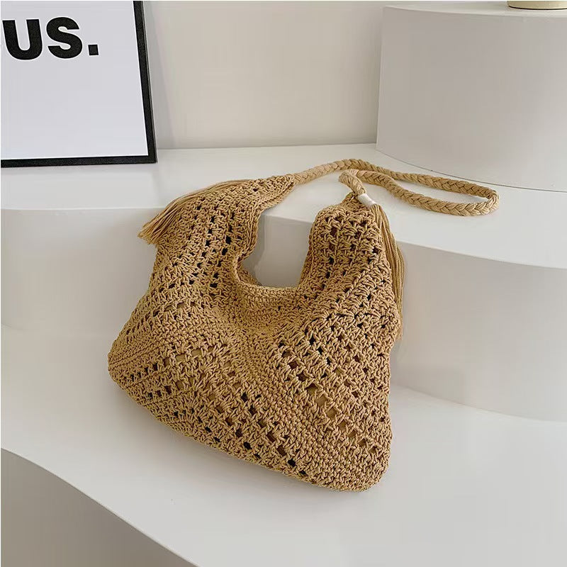 Large Macrame Shopper with Braided Shoulder Strap Kalsten
