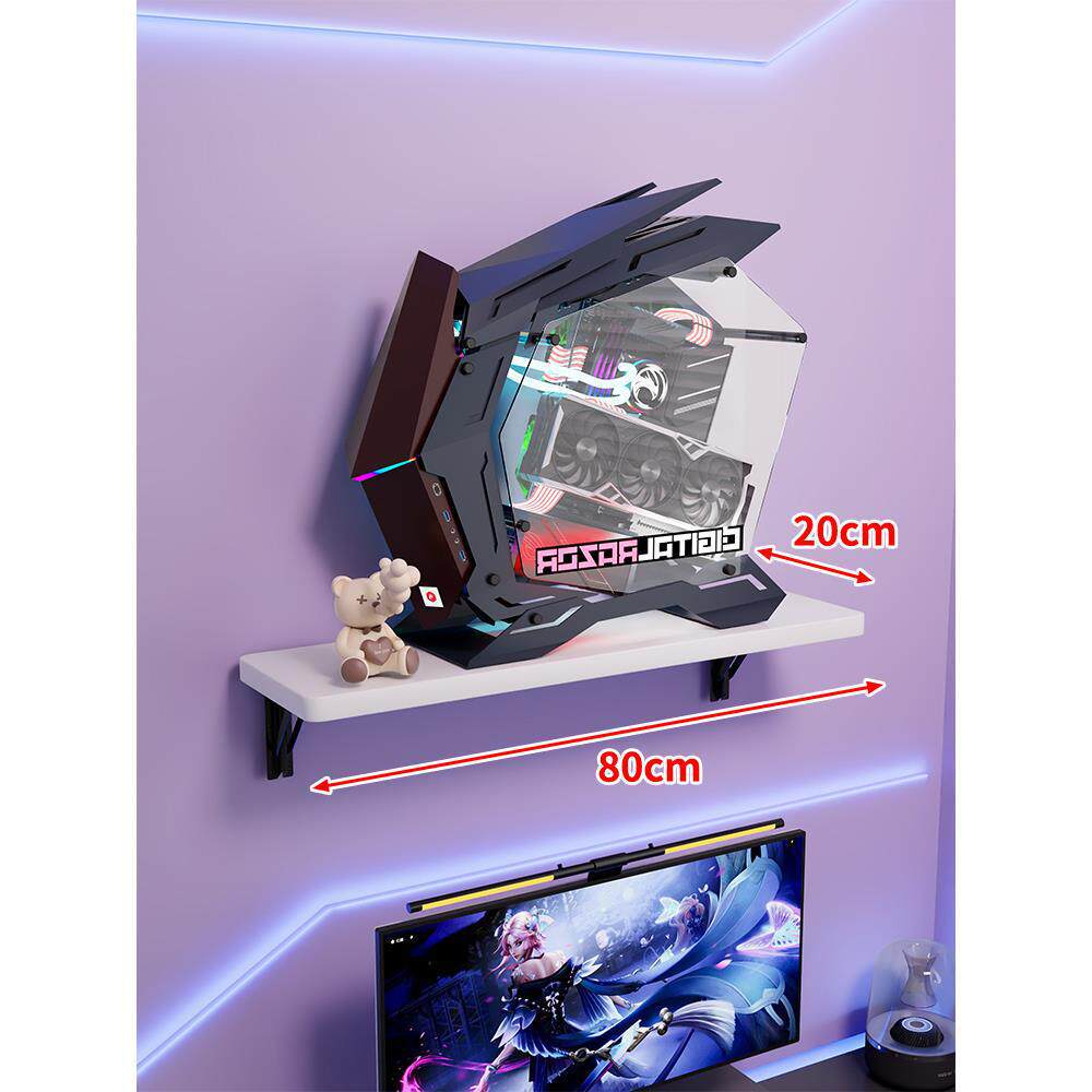 Wall-Mount Floating Shelf for Mid-Tower Gaming PC with Reinforced Brackets