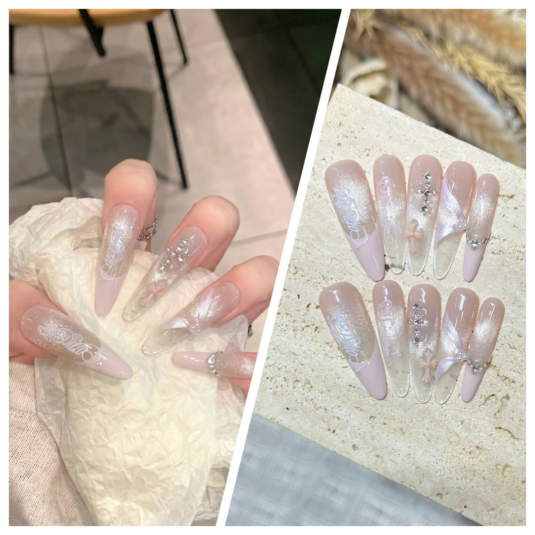 Artistic Stiletto Press-On Nail Set with Charming Patterns Kalsten