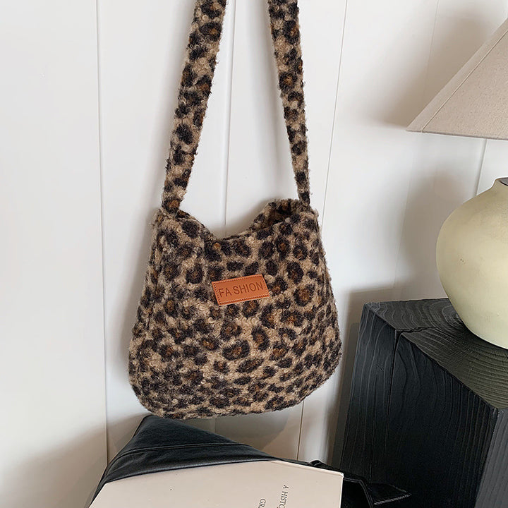 Soft Leopard Print Shoulder Bag