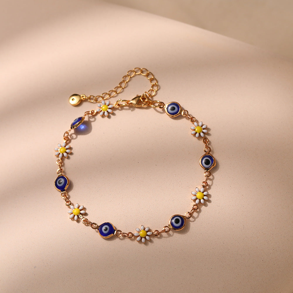 Floral Evil Eye Charm Anklet Kalsten