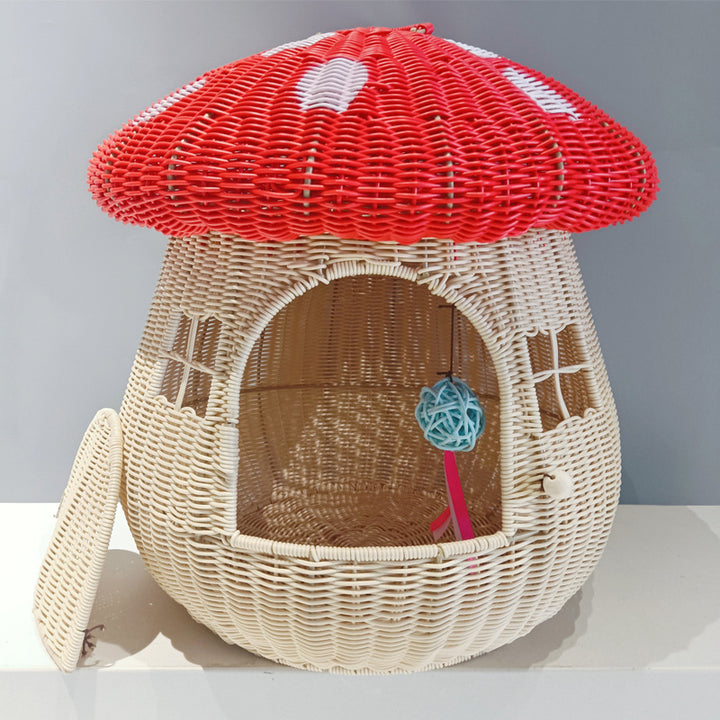 Playful cat basket in mushroom design Kalsten