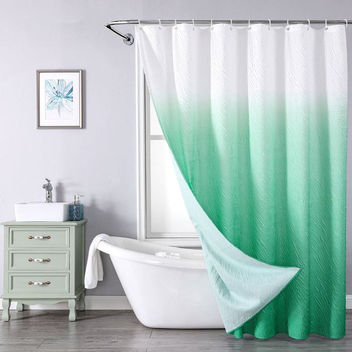 Textured Leaf Motif Shower Curtain Kalsten