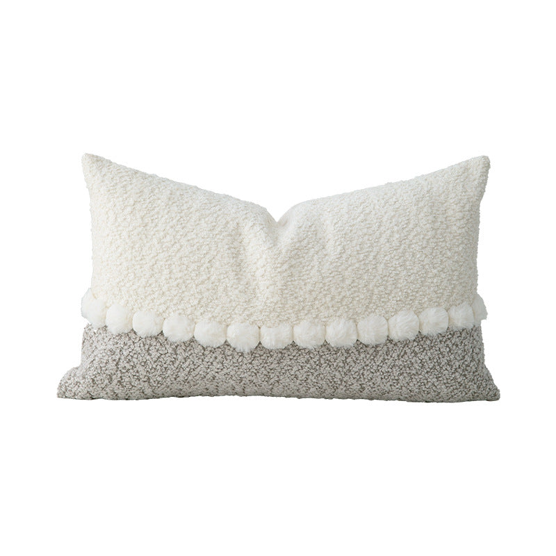 Decorative bouclé pillow with teddy fleece structure and decorative stitching Kalsten